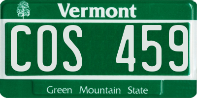 VT license plate COS459