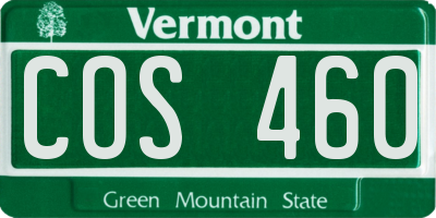 VT license plate COS460