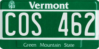 VT license plate COS462