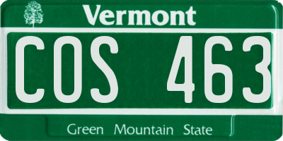 VT license plate COS463