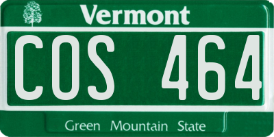 VT license plate COS464