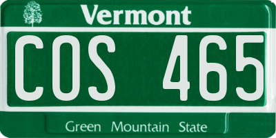 VT license plate COS465