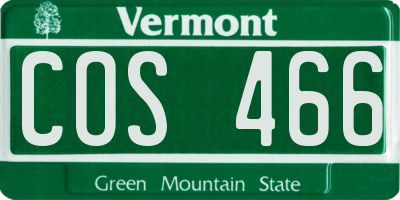 VT license plate COS466