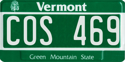 VT license plate COS469