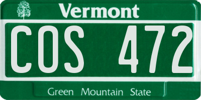 VT license plate COS472