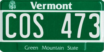 VT license plate COS473