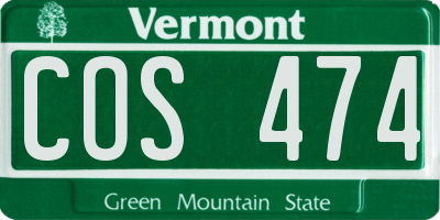 VT license plate COS474