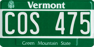 VT license plate COS475