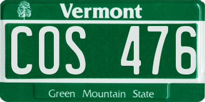 VT license plate COS476