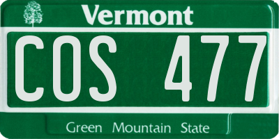 VT license plate COS477