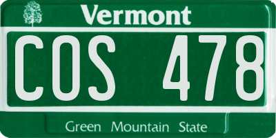 VT license plate COS478