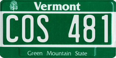 VT license plate COS481