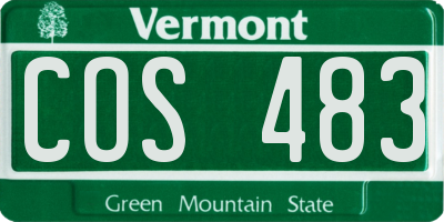 VT license plate COS483