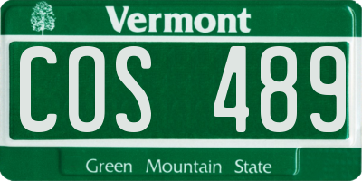 VT license plate COS489