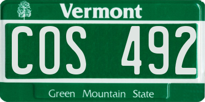 VT license plate COS492