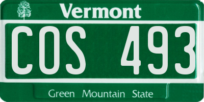 VT license plate COS493