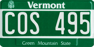 VT license plate COS495