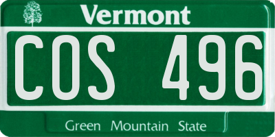 VT license plate COS496