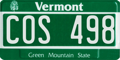 VT license plate COS498