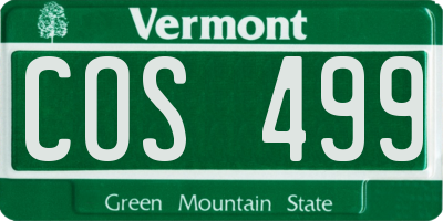 VT license plate COS499