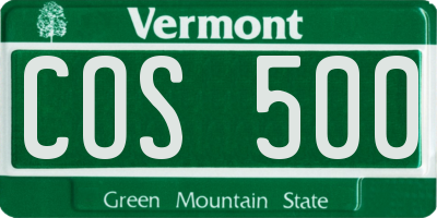 VT license plate COS500