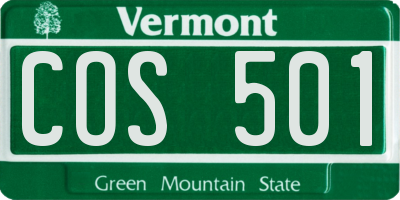 VT license plate COS501