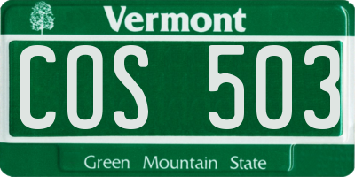 VT license plate COS503