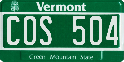 VT license plate COS504