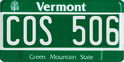 VT license plate COS506