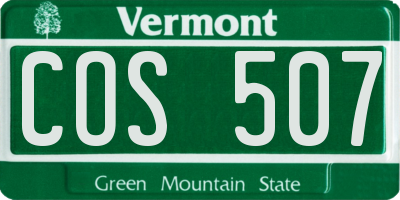 VT license plate COS507
