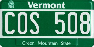 VT license plate COS508