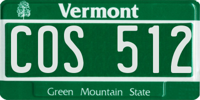 VT license plate COS512