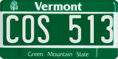 VT license plate COS513