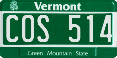 VT license plate COS514