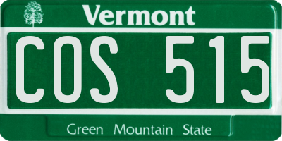 VT license plate COS515