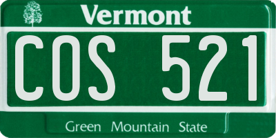 VT license plate COS521