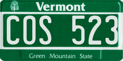 VT license plate COS523