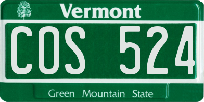 VT license plate COS524
