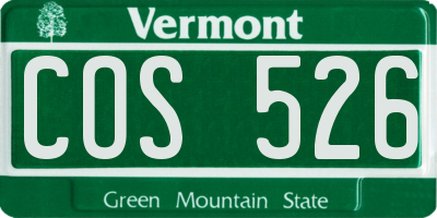 VT license plate COS526