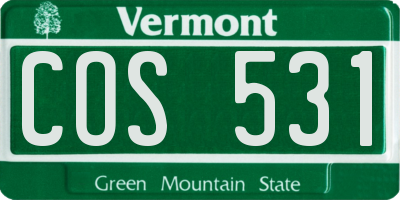 VT license plate COS531