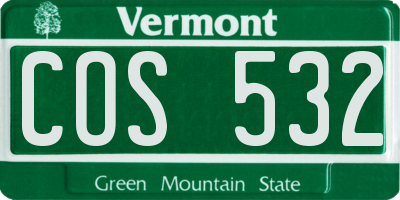 VT license plate COS532