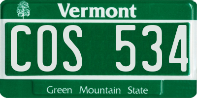 VT license plate COS534