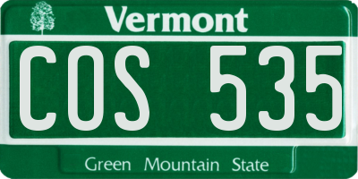 VT license plate COS535
