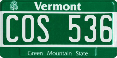 VT license plate COS536