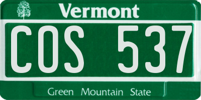 VT license plate COS537