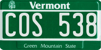 VT license plate COS538