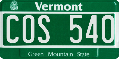 VT license plate COS540