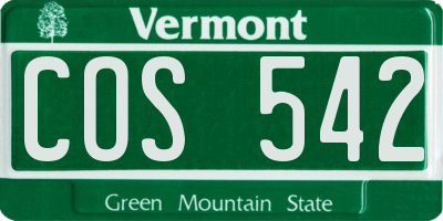 VT license plate COS542