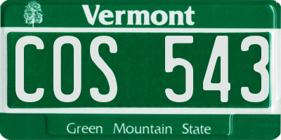 VT license plate COS543