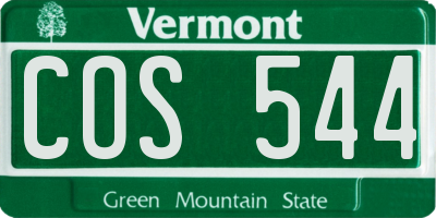 VT license plate COS544